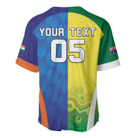 Custom Australia And India Cricket Baseball Jersey Ashoka Chakra With Aboriginal - Wonder Print Shop