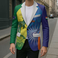 Custom Australia And India Cricket Blazer Ashoka Chakra With Aboriginal - Wonder Print Shop