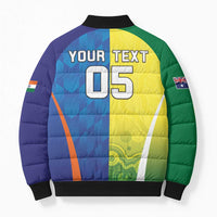 Custom Australia And India Cricket Bomber Puffer Jacket Ashoka Chakra With Aboriginal - Wonder Print Shop