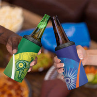Australia And India Cricket 4 in 1 Can Cooler Tumbler Ashoka Chakra With Aboriginal - Wonder Print Shop