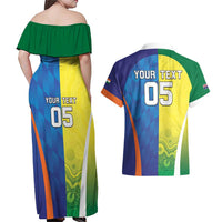 Custom Australia And India Cricket Couples Matching Off Shoulder Maxi Dress and Hawaiian Shirt Ashoka Chakra With Aboriginal - Wonder Print Shop