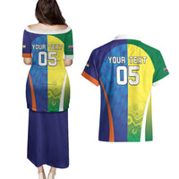 Custom Australia And India Cricket Couples Matching Puletasi and Hawaiian Shirt Ashoka Chakra With Aboriginal - Wonder Print Shop