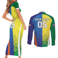 Custom Australia And India Cricket Couples Matching Short Sleeve Bodycon Dress and Long Sleeve Button Shirt Ashoka Chakra With Aboriginal - Wonder Print Shop