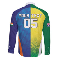 Custom Australia And India Cricket Family Matching Long Sleeve Bodycon Dress and Hawaiian Shirt Ashoka Chakra With Aboriginal - Wonder Print Shop