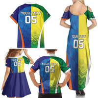 Custom Australia And India Cricket Family Matching Summer Maxi Dress and Hawaiian Shirt Ashoka Chakra With Aboriginal - Wonder Print Shop
