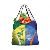 Australia And India Cricket Grocery Bag Ashoka Chakra With Aboriginal - Wonder Print Shop