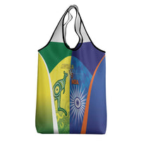 Australia And India Cricket Grocery Bag Ashoka Chakra With Aboriginal - Wonder Print Shop