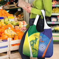 Australia And India Cricket Grocery Bag Ashoka Chakra With Aboriginal - Wonder Print Shop