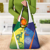 Australia And India Cricket Grocery Bag Ashoka Chakra With Aboriginal - Wonder Print Shop