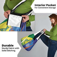 Australia And India Cricket Grocery Bag Ashoka Chakra With Aboriginal - Wonder Print Shop