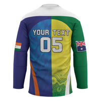 Custom Australia And India Cricket Hockey Jersey Ashoka Chakra With Aboriginal - Wonder Print Shop