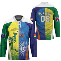 Custom Australia And India Cricket Hockey Jersey Ashoka Chakra With Aboriginal - Wonder Print Shop