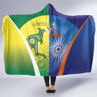 Australia And India Cricket Hooded Blanket Ashoka Chakra With Aboriginal - Wonder Print Shop