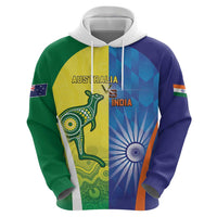 Custom Australia And India Cricket Hoodie Ashoka Chakra With Aboriginal - Wonder Print Shop