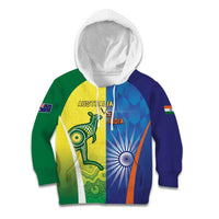 Custom Australia And India Cricket Kid Hoodie Ashoka Chakra With Aboriginal - Wonder Print Shop