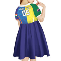 Custom Australia And India Cricket Kid Short Sleeve Dress Ashoka Chakra With Aboriginal - Wonder Print Shop