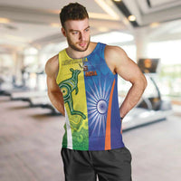 Custom Australia And India Cricket Men Tank Top Ashoka Chakra With Aboriginal - Wonder Print Shop