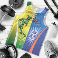 Custom Australia And India Cricket Men Tank Top Ashoka Chakra With Aboriginal - Wonder Print Shop