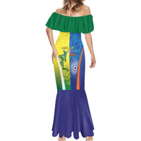 Custom Australia And India Cricket Mermaid Dress Ashoka Chakra With Aboriginal - Wonder Print Shop
