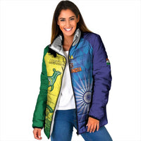 Custom Australia And India Cricket Padded Jacket Ashoka Chakra With Aboriginal - Wonder Print Shop