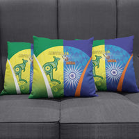 Australia And India Cricket Pillow Cover Ashoka Chakra With Aboriginal - Wonder Print Shop