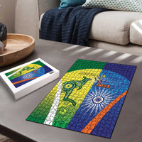 Australia And India Cricket Puzzle Ashoka Chakra With Aboriginal - Wonder Print Shop