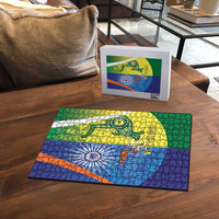 Australia And India Cricket Puzzle Ashoka Chakra With Aboriginal - Wonder Print Shop