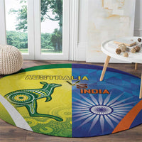 Australia And India Cricket Round Carpet Ashoka Chakra With Aboriginal - Wonder Print Shop