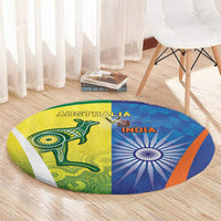 Australia And India Cricket Round Carpet Ashoka Chakra With Aboriginal - Wonder Print Shop
