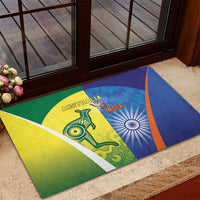 Australia And India Cricket Rubber Doormat Ashoka Chakra With Aboriginal - Wonder Print Shop