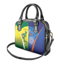 Australia And India Cricket Shoulder Handbag Ashoka Chakra With Aboriginal - Wonder Print Shop