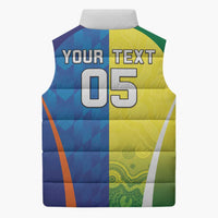 Custom Australia And India Cricket Sleeveless Puffer Jacket Ashoka Chakra With Aboriginal - Wonder Print Shop