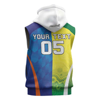 Custom Australia And India Cricket Sleeveless Zip Hoodie Ashoka Chakra With Aboriginal - Wonder Print Shop