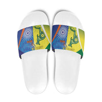 Australia And India Cricket Slide Sandals Ashoka Chakra With Aboriginal - Wonder Print Shop