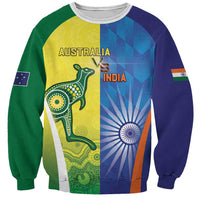 Custom Australia And India Cricket Sweatshirt Ashoka Chakra With Aboriginal - Wonder Print Shop
