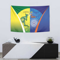 Australia And India Cricket Tapestry Ashoka Chakra With Aboriginal - Wonder Print Shop