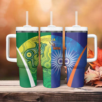 Australia And India Cricket Tumbler With Handle Ashoka Chakra With Aboriginal - Wonder Print Shop