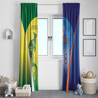 Australia And India Cricket Window Curtain Ashoka Chakra With Aboriginal - Wonder Print Shop