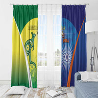 Australia And India Cricket Window Curtain Ashoka Chakra With Aboriginal - Wonder Print Shop