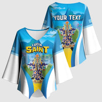 Personalized Saint Lucia 1979 Kimono Sleeve Blouse Happy Independence Day