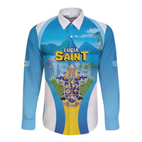 Personalized Saint Lucia 1979 Long Sleeve Button Shirt Happy Independence Day