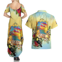 Belize Toucan Couples Matching Summer Maxi Dress and Hawaiian Shirt Belizean Pride Retro Style