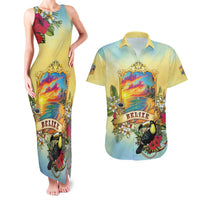 Belize Toucan Couples Matching Tank Maxi Dress and Hawaiian Shirt Belizean Pride Retro Style