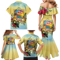 Belize Toucan Family Matching Mermaid Dress and Hawaiian Shirt Belizean Pride Retro Style