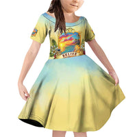 Belize Toucan Family Matching Off Shoulder Short Dress and Hawaiian Shirt Belizean Pride Retro Style