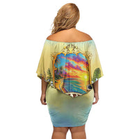 Belize Toucan Family Matching Off Shoulder Short Dress and Hawaiian Shirt Belizean Pride Retro Style
