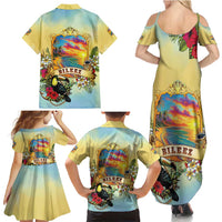 Belize Toucan Family Matching Summer Maxi Dress and Hawaiian Shirt Belizean Pride Retro Style