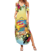 Belize Toucan Family Matching Summer Maxi Dress and Hawaiian Shirt Belizean Pride Retro Style
