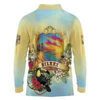 Belize Toucan Long Sleeve Polo Shirt Belizean Pride Retro Style