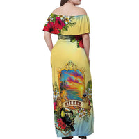 Belize Toucan Off Shoulder Maxi Dress Belizean Pride Retro Style